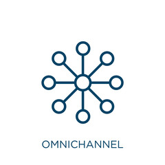 omnichannel icon. Thin linear omnichannel, business, multichannel outline icon isolated on white background. Line vector omnichannel sign, symbol for web and mobile