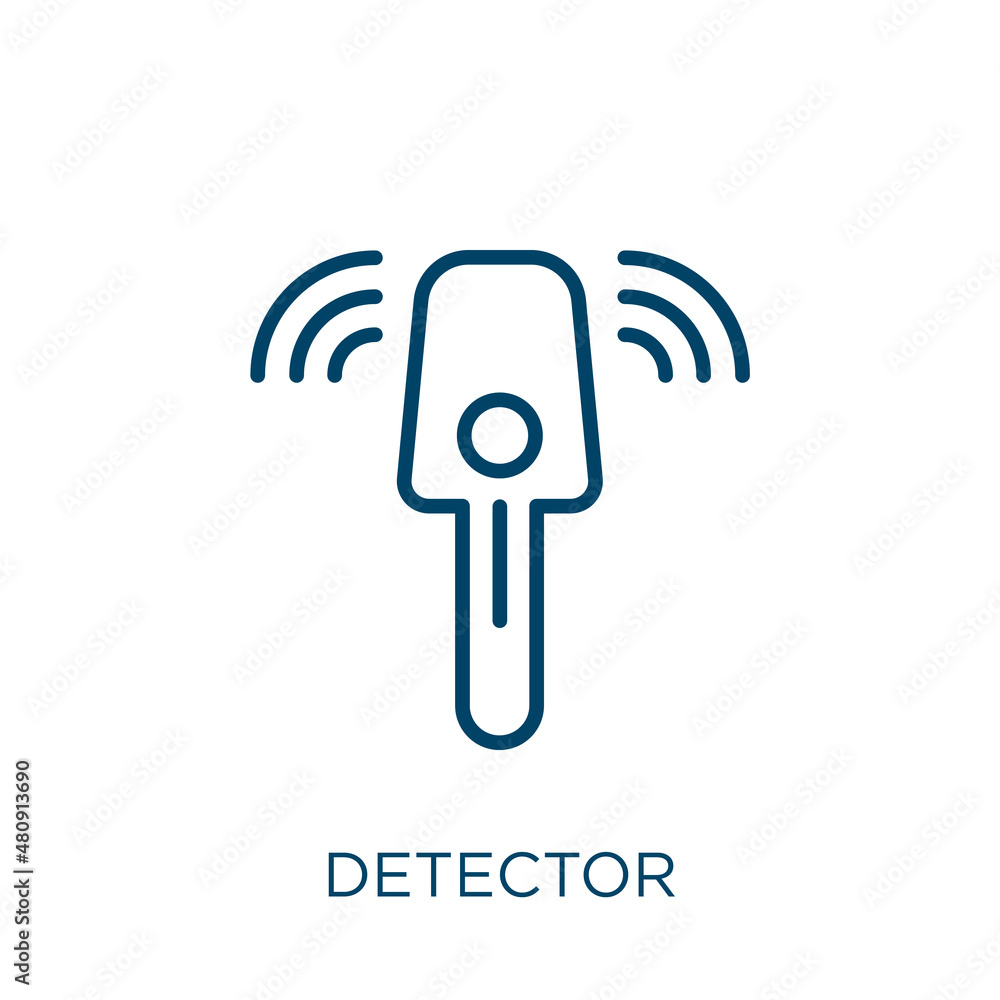 Poster detector icon. thin linear detector, control, security outline icon isolated on white background. li