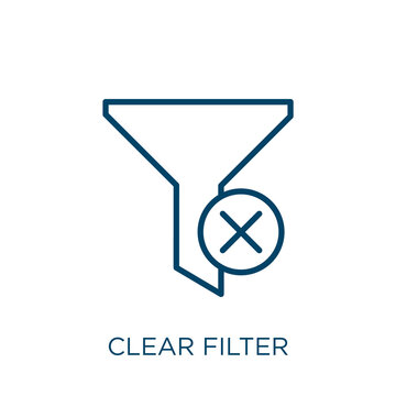 clear filter icon. Thin linear clear filter, container, aqua outline icon isolated on white background. Line vector clear filter sign, symbol for web and mobile