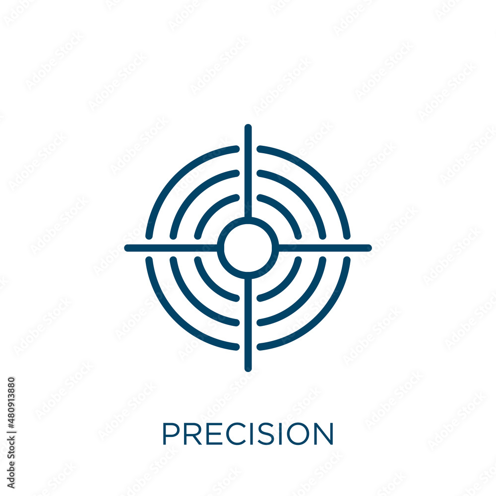 Poster precision icon. thin linear precision, business, ruler outline icon isolated on white background. li