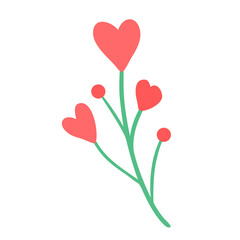 Fototapeta na wymiar Hand drawn flower with hearts isolated on white background. Decorative doodle sketch illustration. Vector floral element.