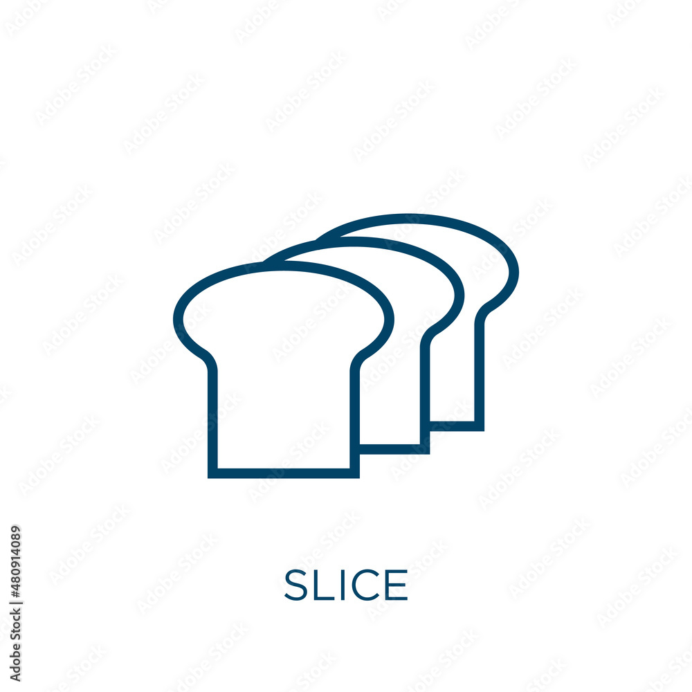 Poster slice icon. thin linear slice, healthy, food outline icon isolated on white background. line vector 
