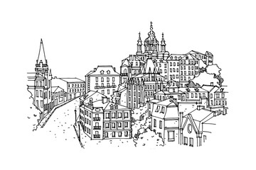 Vector Sketch of Andrew Descent in Kiev, Ukraine.