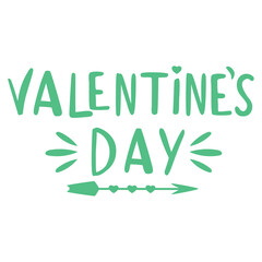 Hand drawn lettering Valentines Day with hearts. Handwritten calligraphy text. Vector doodle sketch illustration isolated on white background.