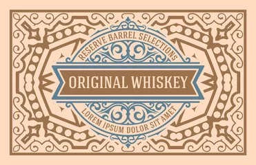 Behang Vintage labels Whiskylabel met oude lijsten