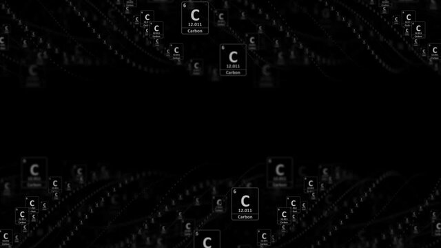 CARBON Molecule Symbol, Chemistry Periodic Table, Animation, Background, Rendering, Loop
