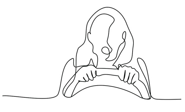 recommend clip art: excited shocked female driver behind the wheel inside  car concept .