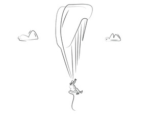 paratrooper flying in the air and nature and clouds web design icon background