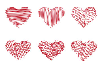 Hand drawn heart icon collection - obrazy, fototapety, plakaty