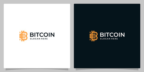Bitcoin concept. Cryptocurrency logo sign. Digital money. Block chain, finance symbol. Flat style vector illustration