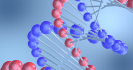 3d illustration of double helix dna model on blue background. Medical science, genetic biotechnology, chemistry biology, gene cell concept