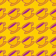 Seamless cup of coffee tea pattern for fabrics and textiles and packaging and linens and kids and wrapping paper