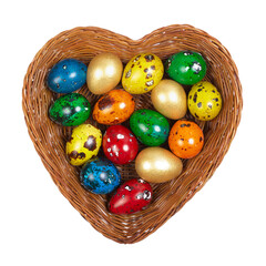 Easter Eggs in a heart-shaped basket