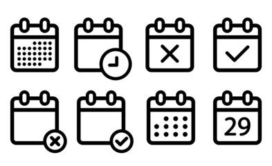 Calendar Icon collection.Vector calendar line collection on white background.Deadlines icon.Time management. Appointment schedule icon