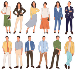 Fototapeta premium people sketch set on white background, vector