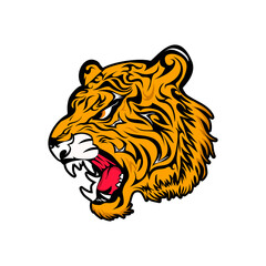 Vector tiger head, face for retro logos, emblems, badges, labels template and t-shirt vintage design element. Isolated on white background