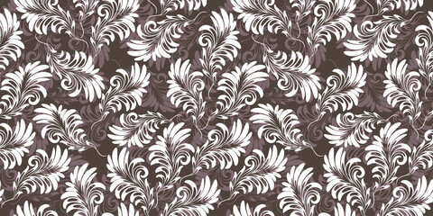 Floral brush line seamless pattern