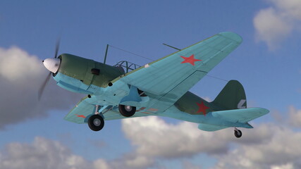 3d Illustration. Su-2 soviet light bomber - 480920056