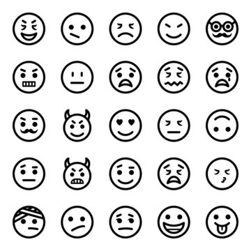 Outline icons for smiley face.