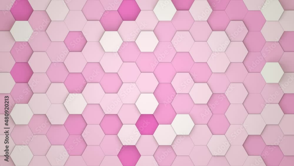 Poster digital geometric pink mesh waving in orthographic view. futuristic hexagon pattern. animation backg
