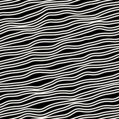 Vector seamless pattern. Abstract striped texture with bold monochrome waves. Creative background with hand drawn blots. Decorative design with distorted effect.