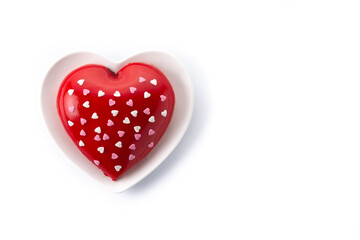 Heart shaped cake for Valentine's Day or mother's day isolated on white background. Copy space