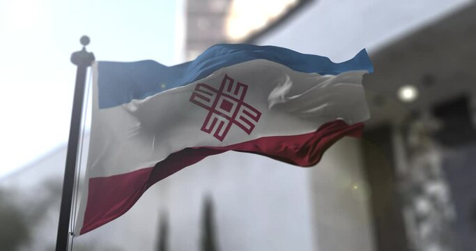 Mari El Republic flag, waving flag. Politics and news illustration