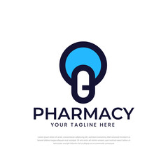 Minimalist medical drug pharmacy logo design, symbols, icons, design templates