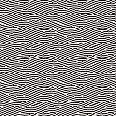 Vector seamless pattern. Abstract striped texture with bold waves. Creative monochrome background. Decorative design with distorted effect.