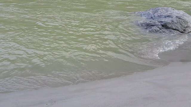 Morning view at GOA beach located in Rishikesh Uttarakhand near Laxman Jhula, Clean view of Ganga river at Rishikesh during early morning time, World famous GANGA river full view