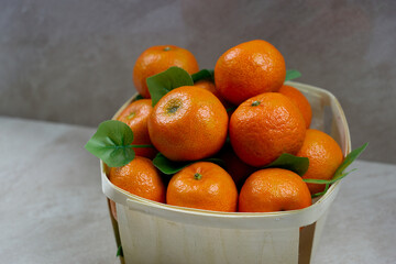 Basket with mandarins