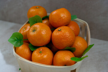 Basket with mandarins