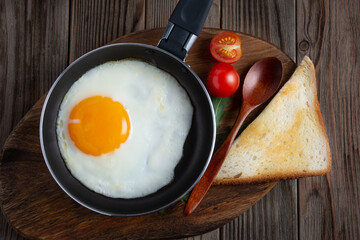 Top view of omelette in a pan