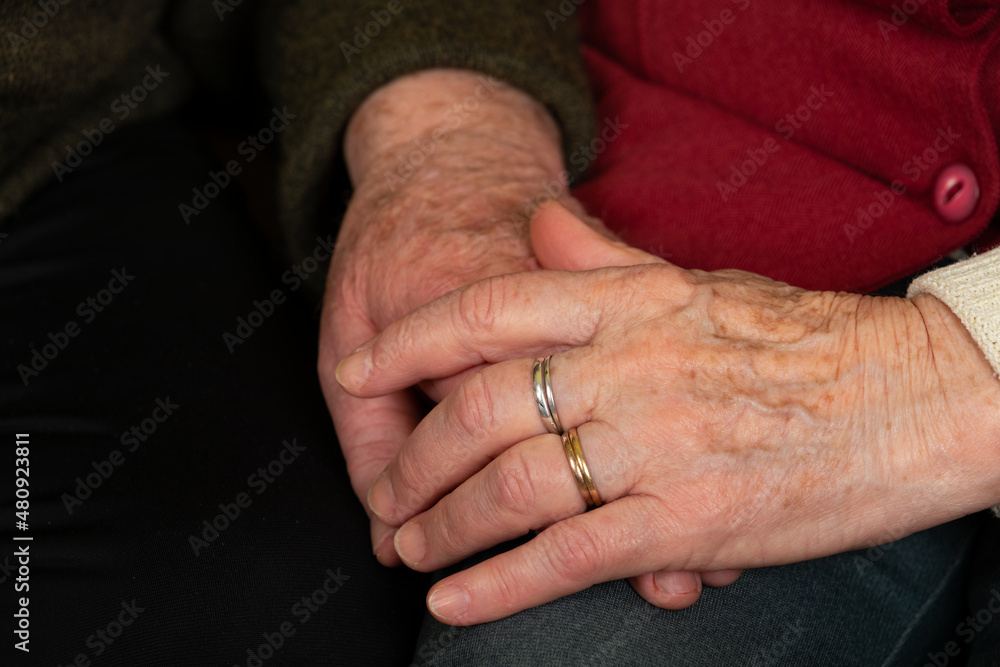 Sticker elderly couple's hands