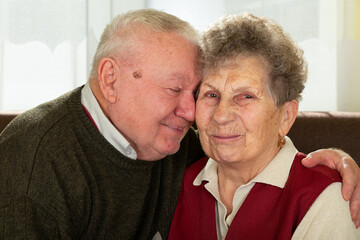  Joyful elderly couple at home