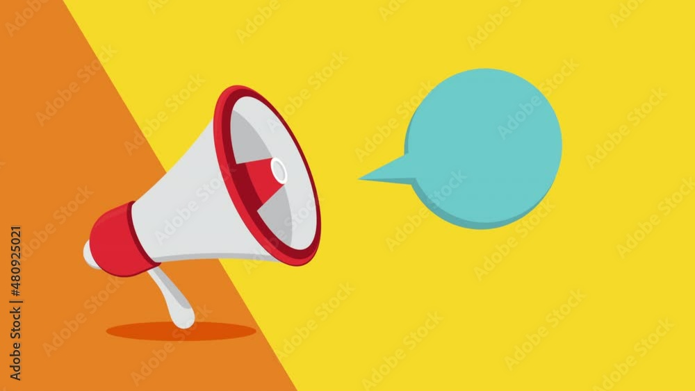 Poster megaphone with speech bubble animation