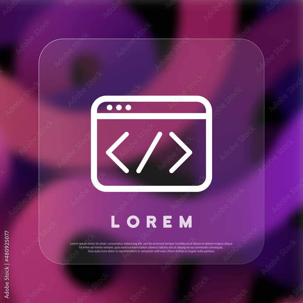 Poster web page icon. browser website window icon. glassmorphism style. vector line icon for business and a