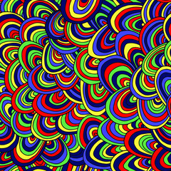 Seamless pattern of lines, multicolored seashells. Vector stock illustration eps10.