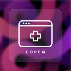 Fototapeta premium Medical record. Health document. Staff. Identification card. Doctor id. Medical survey. Id passport. Sick leave. Medicine. Glassmorphism style. Vector line icon for Business and Advertising