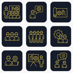 Naklejka premium Set of Engineering People icon. People Teamwork Engineering pack symbol template for graphic and web design collection logo vector illustration