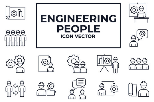 Set of Engineering People icon. People Teamwork Engineering pack symbol template for graphic and web design collection logo vector illustration