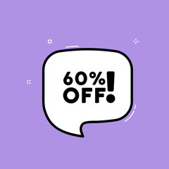 60 percent off. Speech bubble with 60 percent off text. Mega sale. Boom retro comic style. Pop art style. Vector line icon for Business and Advertising
