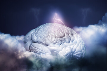 Brainstorm concept moody illustration of a brain