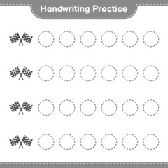 Obraz premium Handwriting practice. Tracing lines of Racing Flags. Educational children game, printable worksheet, vector illustration