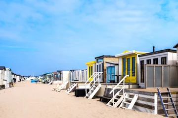 Tuinposter Beach houses on the beach of Wijk aan Zee, Noord-Holland Province, The Netherlands © Holland-PhotostockNL