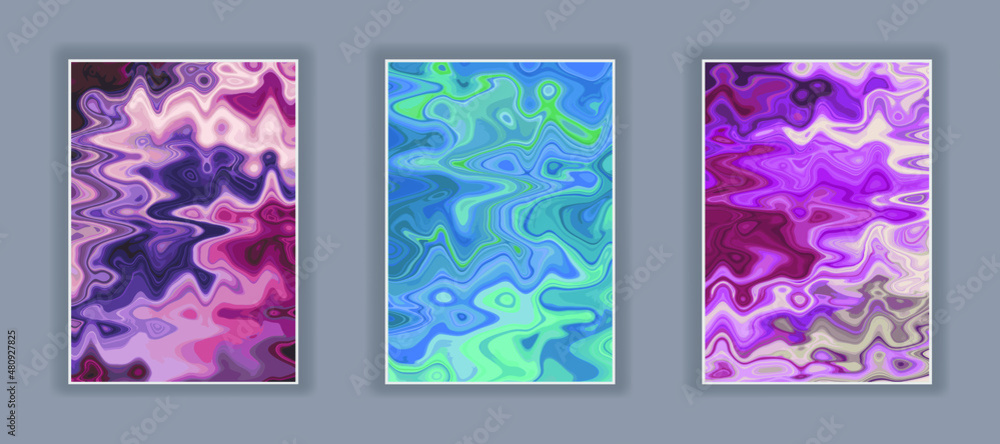 Poster abstract color flow gradient background. liquid marble art texture. flow inks in water style
