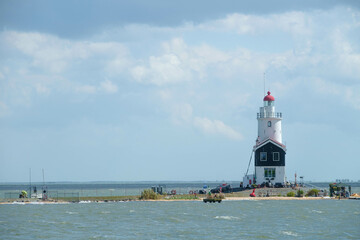 Histotical lighthouse het Paard (1839) Former island of Marken, Noord-Holland province, The Netherlands 