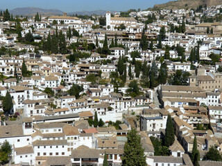 Fototapeta na wymiar Granada (Spain). View of the Albaicín neighborhood from the Alhambra in Granada
