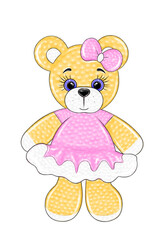 knitted teddy bear toy in a dress