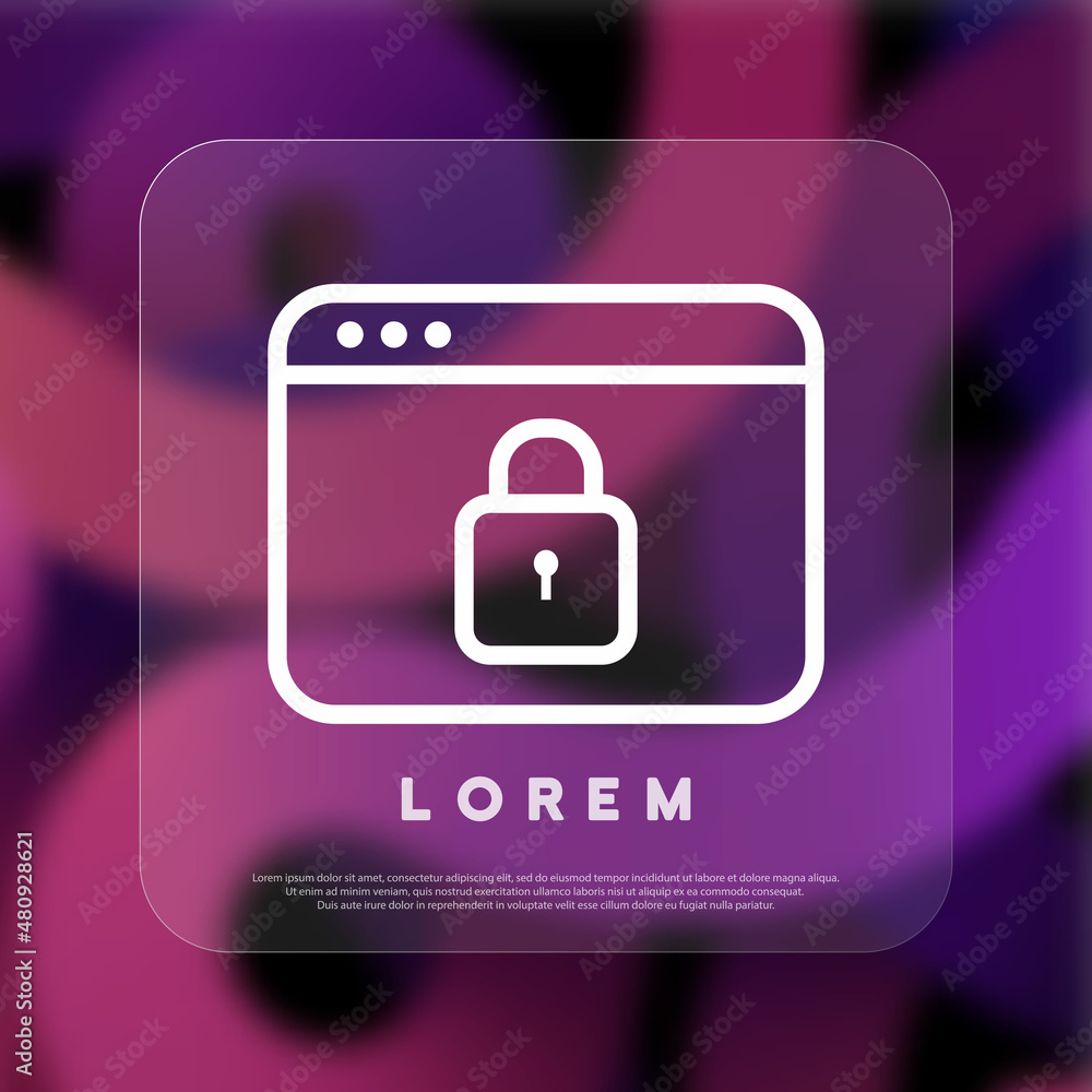 Aufkleber security password icon. web site login. user account. access to account concept. glassmorphism style